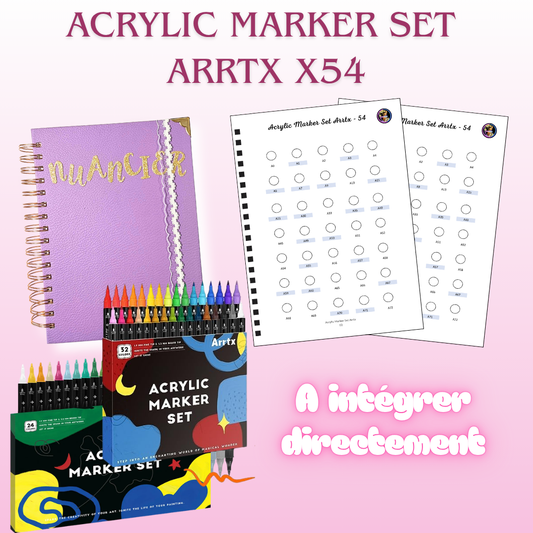 Nuancier Acrylic Markers Set ARRTX x54 (Double Pointes Coffrets Noir)