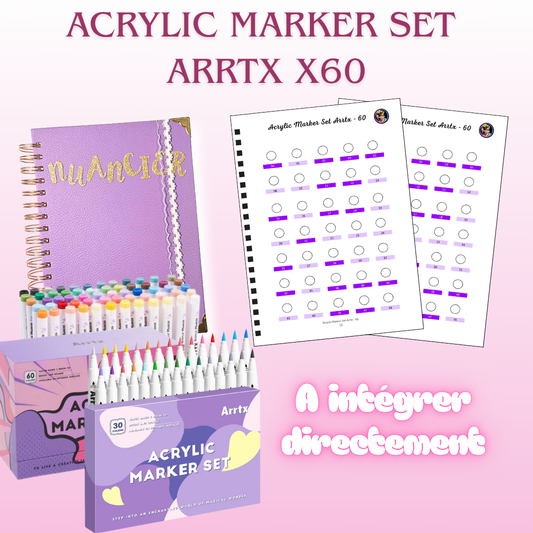 Nuancier Acrylic Markers Set ARRTX x60 (Pointes Brush Coffrets Parme)