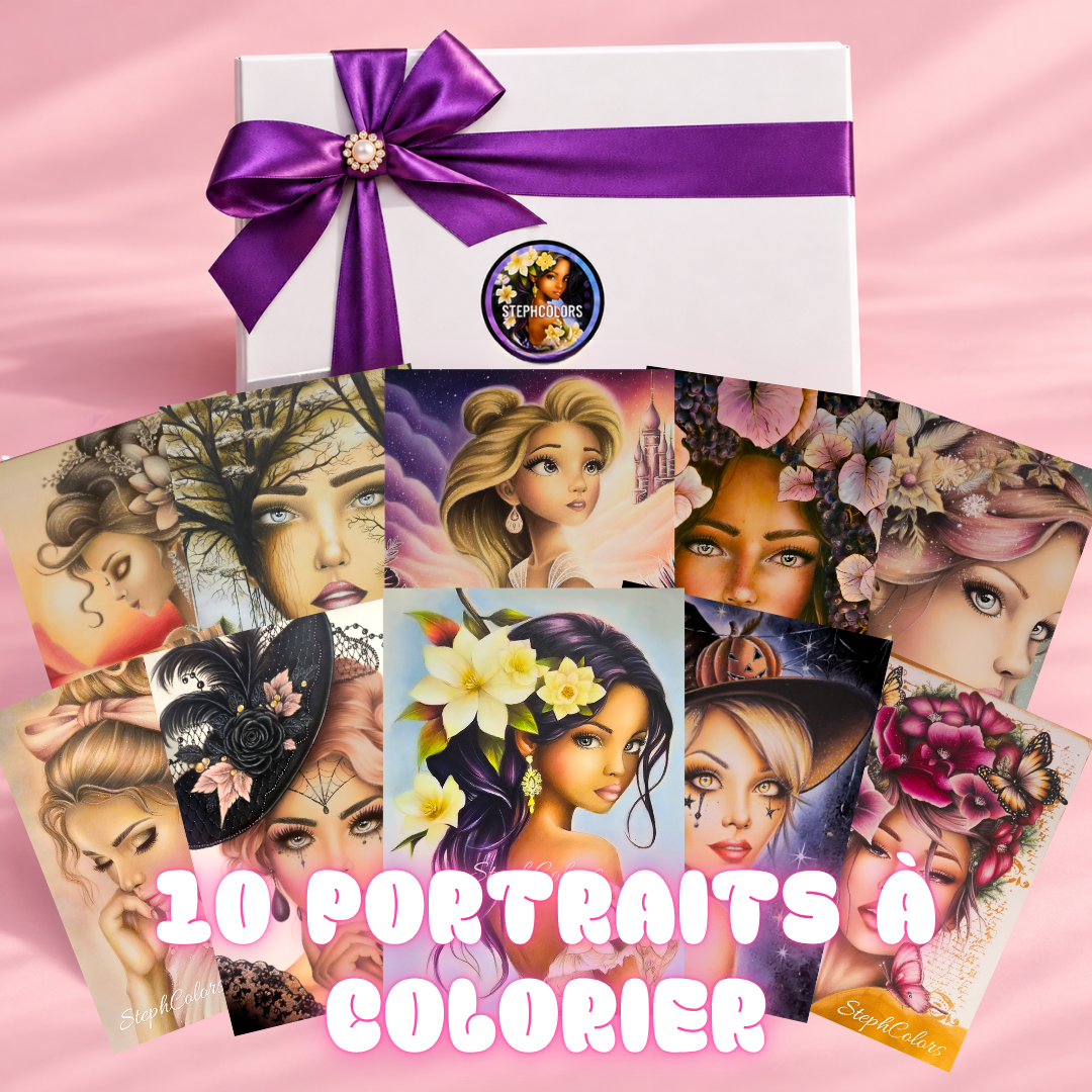 Coffret Débuter le coloriage adulte | Livre, exercices & portraits