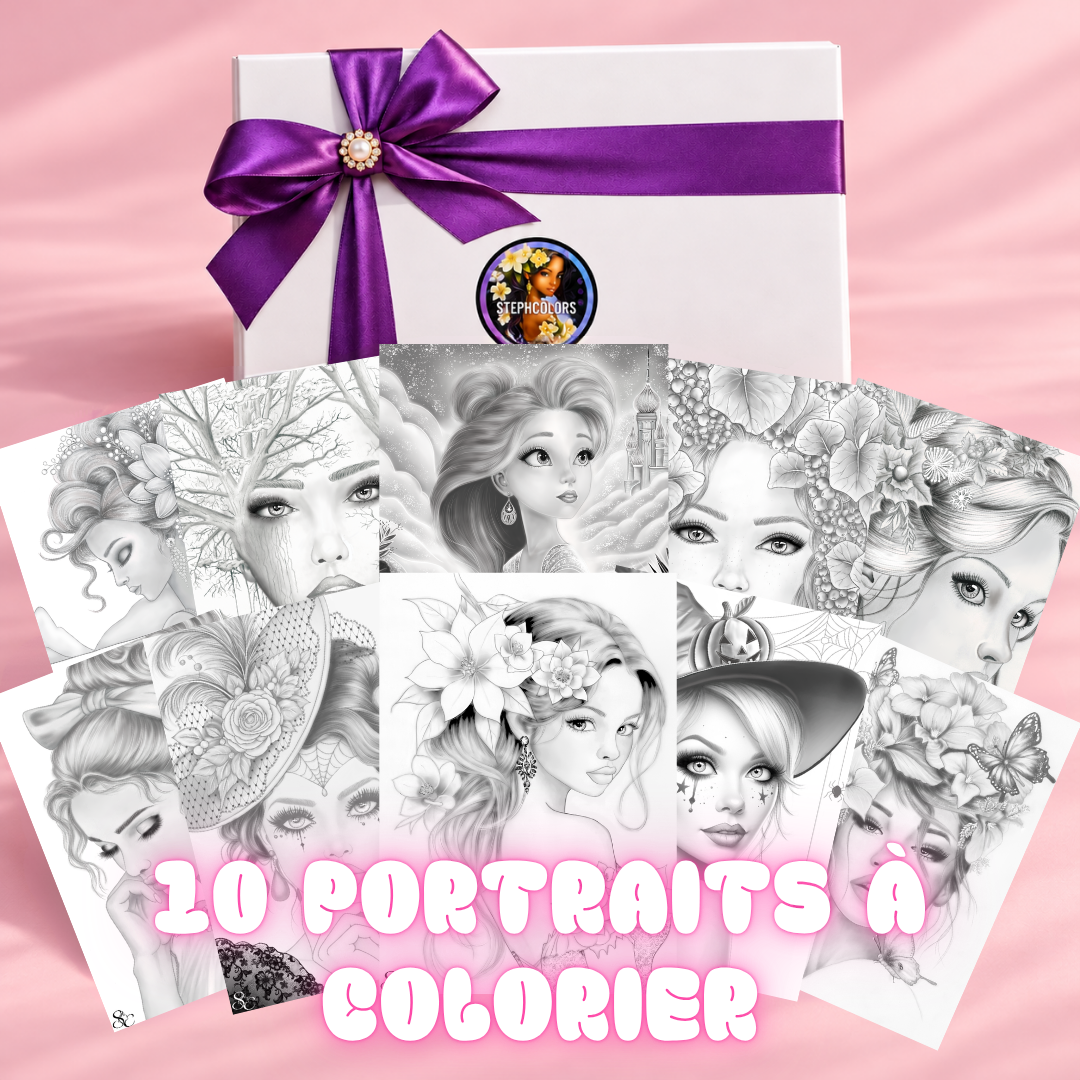 Coffret Débuter le coloriage adulte | Livre, exercices & portraits