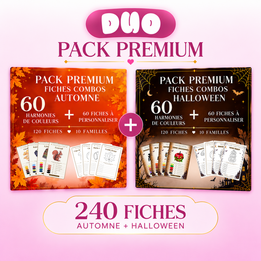 Duo Premium Fiches Combos Automne + Halloween – 120 Harmonies + 120 Fiches à Personnaliser
