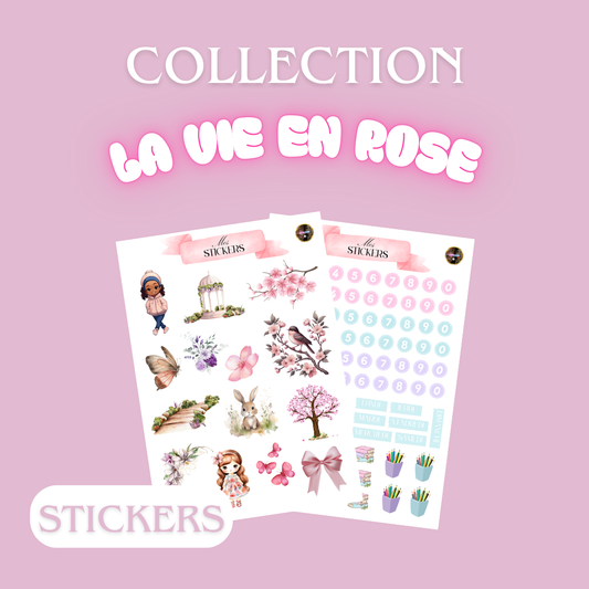 Stickers – Collection La vie en rose / Bleu bohème / Forêt enchantée (lot de 2 planches)