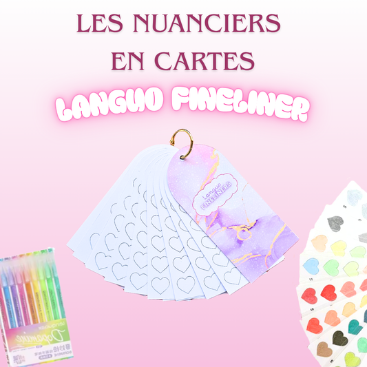 🩷 Nuancier en Cartes « Languo Fineliners Acryliques 135 couleurs » – Coloriage adulte