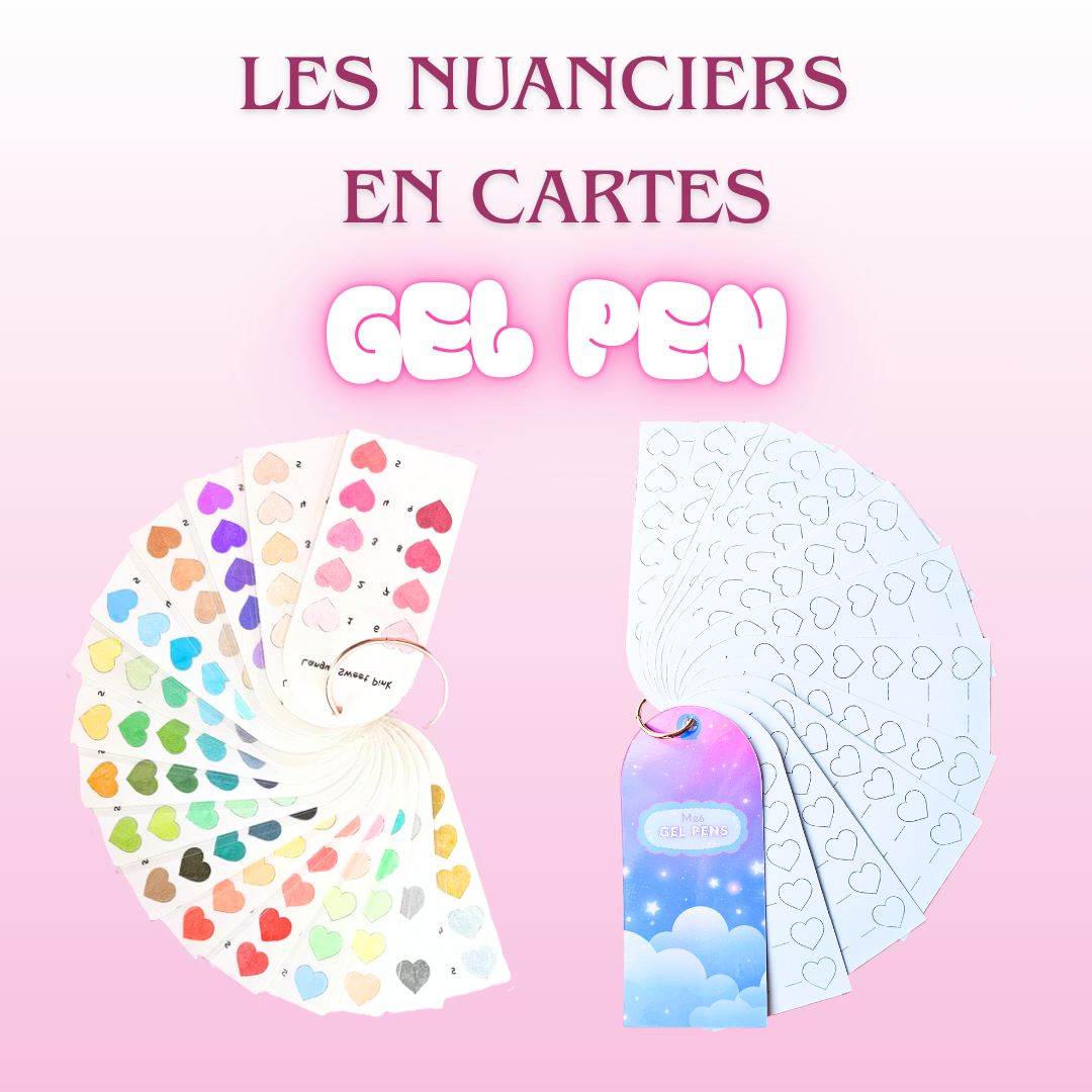 🩷 Nuancier en Cartes Stylos Gel 180 couleurs – Coloriage adulte